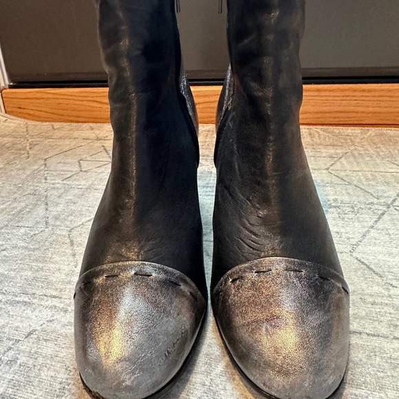 Henry Beguelin Leather Boots Black Silver Cap Toe 39 - Picture 12 of 12